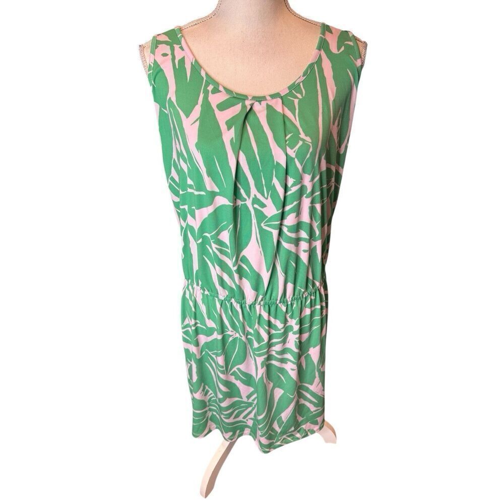 Tori Richard Honolulu Green & White Low Back Green White Dress Vacation Summer